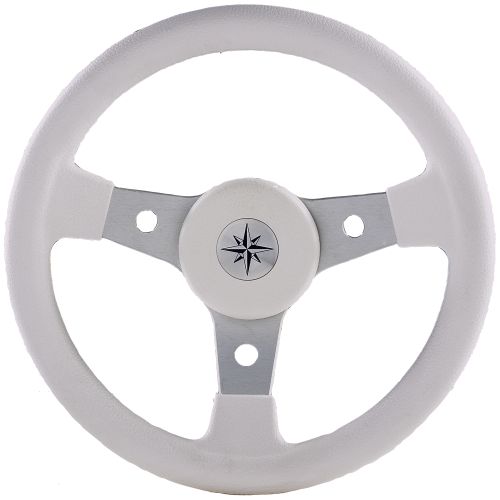 3-Spoke Wheel 'Delfino' Silver Aluminum with White Vinyl Rim, &Oslash;310mm, Depth 100,6mm - 9062102w - 9062102/W
