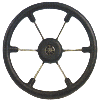 6-Spoke Wheel 'Leader Tanegum' Stainless Steel with Black Polyurethane Rim, &Oslash;400mm, Depth 101,5mm - 9062110 - 9062110
