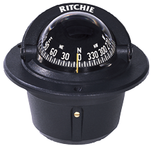 Ritchie Compass Model 'Explorer F-50', 12v, Flush Mount Compass, Dial &Oslash;69,9mm/5&deg;, Black - 9067039 - 9067039