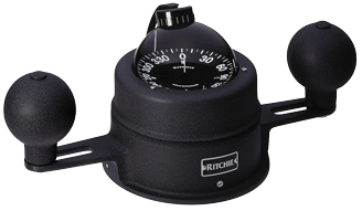 Ritchie Compass 'Globemaster B-463', 12/24/32v, Binnacle Mount, Dial &Oslash;152,4mm/2 Of 5&deg;, Black - 9067301 - 9067301