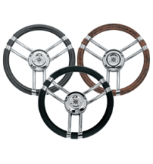 3-Spoke Wheel 'Model 22' Stainless Steel With Carbon-Look Rim, &Oslash;350mm, Depth 60mm - 9068710 2 - 9068710