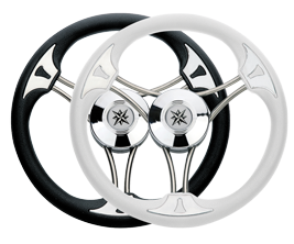 3-Spoke Wheel 'Model 23' Stainless Steel With White Vinyl Rim, &Oslash;350mm, Depth 60mm - 9068716 1 - 9068716
