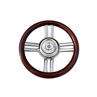 4-Spoke Wheel 'Model 25b' Stainless Steel With Wooden Rim, &Oslash;350mm, Depth 60mm - 9068720 - 9068720