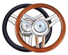 3-Spoke Wheel 'Model 26l' Stainless Steel With Wooden Rim, &Oslash;350mm, Depth 60mm - 9068725 2 - 9068725