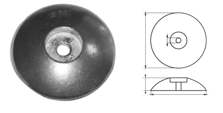 Zinc Round Anode For Rudder, &Oslash;125mm (1,35kg) - 9077902 1 - 9077902