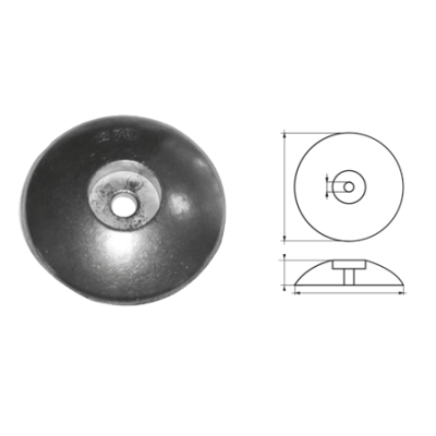 Magnesium Round Anode For Rudder &Oslash;125mm (Pair Of 2) (0,32kg) - 9077961500x500x0 - 9077962