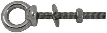 Stainless Steel Eye Bolt (Screw Eye), A=100mm, B=8mm, C=33mm, D=136mm - 9078730 - 9078730