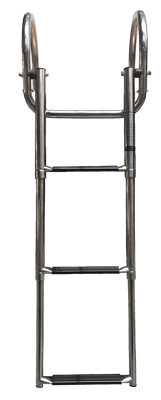 Telescopic bathing ladder for transom platform