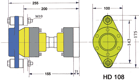 Hydradrive Type Hd-108 Cv-Drive Shaft System Set, With Thrust Bearing, Cv-Shaft And Adapter Flange - 9099500 2 - 9099500