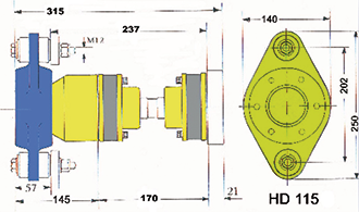 Hydradrive Type Hd-115l Cv-Drive Shaft System Set, With Thrust Bearing, Cv-Shaft And Adapter Flange - 9099510 2 - 9099510