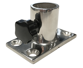 Stainless Steel Flag Pole Base, Straight Model 45&deg;, 81x42x45mm; for 25mm Flag Pole - 913826 - 913826