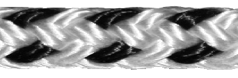 Allcord-16, 16-Strand Braided Polyester, &Oslash;12mm, White (Black Tracer Thread), Reel 200m - Al1612 w - AL1612/W