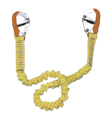 Elastic Life Line With 2 Stainless Steel Snap Hooks For Safety Harness, L=1000-1900mm, Yellow - B1402077 1 - B1402077