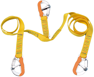 Life Line Model 'Hercules 2' With 3 Stainless Steel Snap Hooks, L=2000mm + 1000mm, Yellow - B1420003 72dpi - B1420003