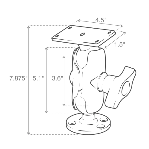 Ram Mount RAM-D-202-25-C-202U short 129mm for Helix 8-15 & Solix - B9x8t7on - 900405002