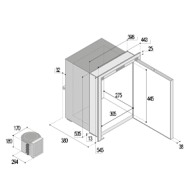 Stainless Steel Refrigerator, Built-In 'Sea Steel' 'C42lx', 40l (Freezer 3,6l) 12/24v, Ext. Coolong Unit - C42lx 72dpi - 9075512