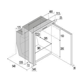 Stainless Steel Refrigerator, Built-In 'Sea Steel' 'C62ix' 62l (Freezer 4,5l) 12/24v, Int. Cooling Unit - C62ix 72dpi - 9075562