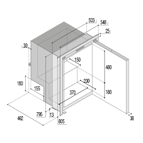 Stainless Steel Refrigerator, Built-In 'Sea Steel' 'C85ix', 90l (Freezer 12,8l) 12/24v, Int. Coolong Unit - C85ix 72dpi - 9075582