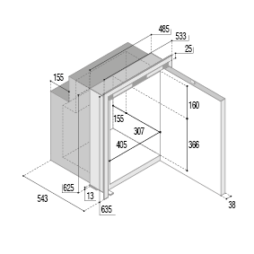 Stainless Steel Refrigerator, Built-In 'Sea Steel' 'C90ix', 87l (Freezer 9,8l) 12/24v, Int. Coolong Unit - C90ix 72dpi - 9075592