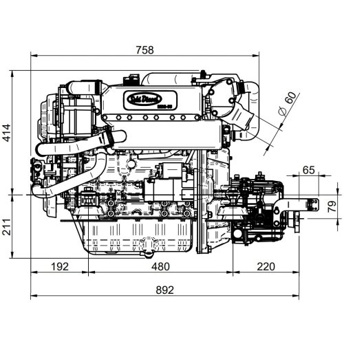 Solé Marine Diesel Engine Mini 55 Turbo With Technodrive Seaprop Saildrive, R=2.15:1 - E 1212 01 1 - 9022209