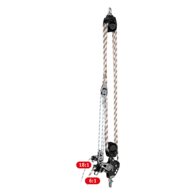 Antal  Mainsheet Tackle, 2-speed 6:1 & 18:1 - for &Oslash;12mm sheet, sheaves &Oslash;60mm, SWL 1000kg - F6 - F6