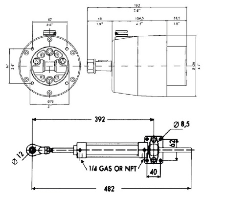 Hydraulic Steering System 50kgm Incl. Pump/Cylinder/Fitting/Oil (Teleflex) - Ge50 7 01 72dpi - GE50/T