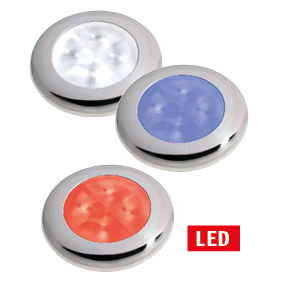 Hella Slim-Line Round Courtesy Light, Blue, 12v Led, Stainless Steel Polished Edge, &Oslash;72mm - Gp 041347 - 9041348