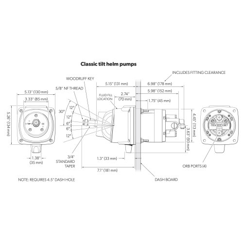 SeaStar hydraulic helm Classic Tilt ORB (27,8cc/70bar) - Hh6541 4 zeichnung 2 - HH6541-4