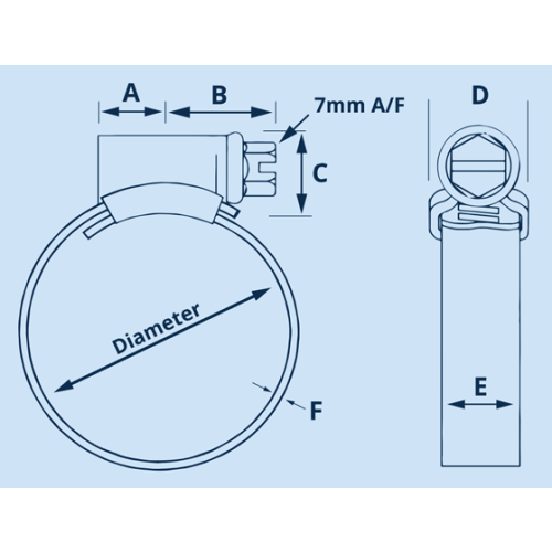 Hi-Grip, hose clamp made of stainless steel 304, adjustment range 22-30 mm, retail packaging (VPE 10) - Hi grip dims 5 - 10000606