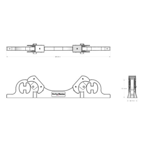 Hurley Chocks (Pair) White For Direct Mounting On Swim Platforms - Hurley dinghy chock dimensions 5 - 9084601