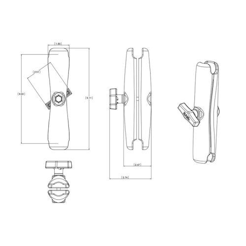 RAM-201U-D Connecting arm long 230mm C ball - J4ieyfpg - 900405020