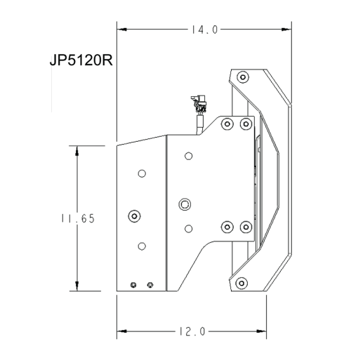 Seastar Electro Hydraulic Jackplate Powerlift, 12" Set-Back - Jp5120r dims - JP5120R