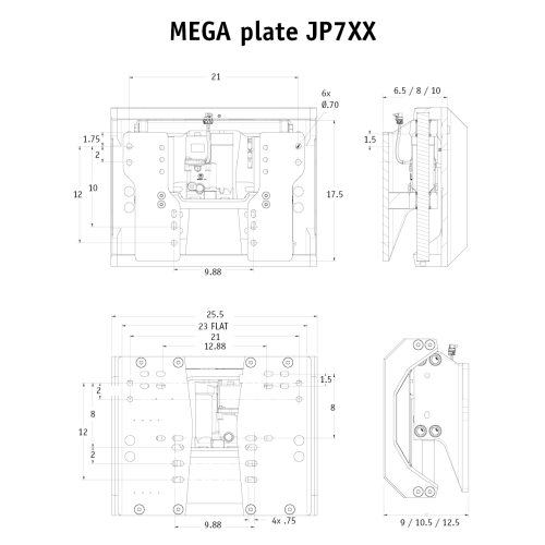 Seastar Electro Hydraulic Mega Plate 6" Setback, Wide Mount - Jp7060 2 - JP7060
