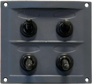 Allpa Plastic Circuit Panel, 12v, 110x95mm, 4-Position, 15a Fuses, With Label Set, Black - L0610044 72dpi - L0610044