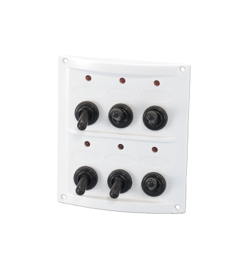 Plastic Circuit Panel, 12v, 110x124mm, 6-Position, 15a Fuses, With Label Set, White - L0674064 72dpi - L0674064