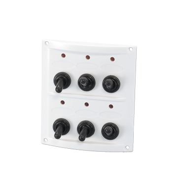 Plastic Circuit Panel, 12v, 110x124mm, 6-Position, 15a Fuses, With Label Set, White - L0674064 72dpi - L0674064