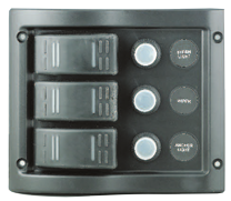 Plastic Circuit Panel, 12v, 110x130mm, 3-Position & Led-Indicators, Automatic Fuses (5a, 10a, 15a) - L0680013 72dpi - L0680013