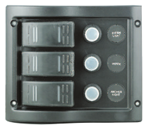 Plastic Circuit Panel, 12v, 110x130mm, 3-Position & Led-Indicators, Automatic Fuses (5a, 10a, 15a) - L0680013 72dpi - L0680013