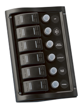 Plastic Circuit Panel, 12v, 190x130mm, 6-Position & Led-Indicators, Automatic Fuses (2x5a-2x10a-2x15a) - L0680016 72dpi - L0680016