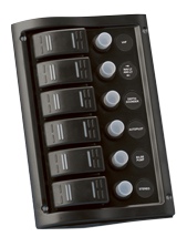 Plastic Circuit Panel, 12v, 190x130mm, 6-Position & Led-Indicators, Automatic Fuses (2x5a-2x10a-2x15a) - L0680016 72dpi - L0680016