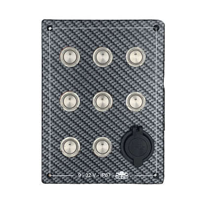 Switch Panel, Carbon-Look Polycarbonate, 9-32v, Waterproof Ip67 Dim.133x178mm - L0680107 2 - L0680107
