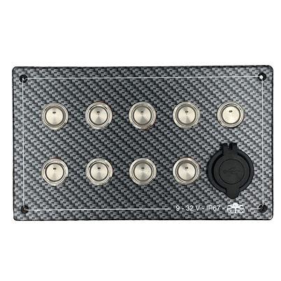 Switch Panel, Carbon-Look Polycarbonate, 9-32v, Waterproof Ip67; Dim.207x123mm - L0680108 1 - L0680108