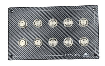 Switch Panel, Carbon-Look Polycarbonate, 9-32v, Waterproof Ip67 Dim.207x123mm - L0680109 - L0680109
