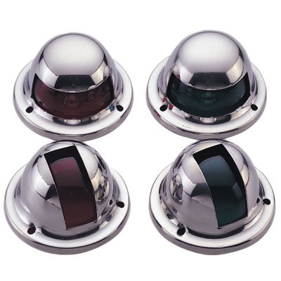 Navigation Lights Set For Port-/Starboard (Deck Mount) 12v/3w, Stainless Steel Housing, Red/Green Lens - L4400198 72dpi - L4400198