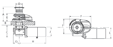 Lofrans Windlasses Windlass Vertical, Model 'Project X3', 10mm, 12v, 1700w, Without Drum - Lofrans x3 dimensions - 72402