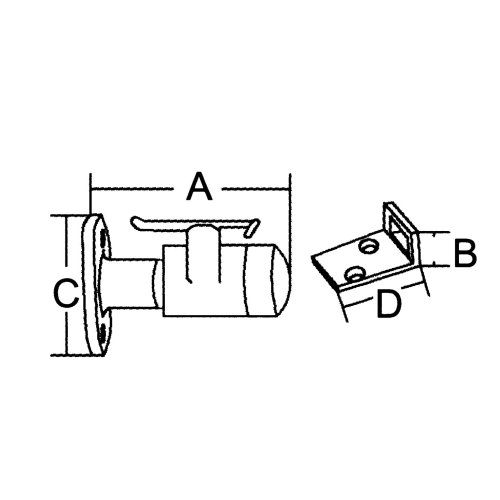 Stainless Steel Door Stop Catch, With Rubber Bumper Stop, A=61mm, B=17mm, C=50mm, D=30mm - N0085019 1 72dpi - N0085019