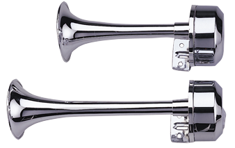 Chromed Plastic Electro-Magnetic Boat Horn, Single Tone, L=229mm, 12v, (105db(A)-610hz) - P0215017 72dpi - P0215017