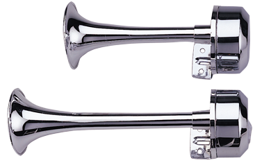 Chromed Plastic Electro-Magnetic Boat Horn, Single Tone, L=229mm, 12v, (105db(A)-610hz) - P0215017 - P0215017