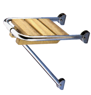 Stainless Steel Mini Transom Platform With Teak Wood, 270x360mm, 1x Outrigger, Tube &Oslash;25mm - S1900027 72dpi - S1900027
