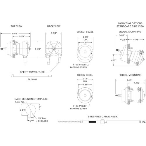 Seastar Safe-T Ii (No-Feedback) 3.2 Rotary Steering System With Cable 16' (4.88m) - Ss13216 04 - SS13216